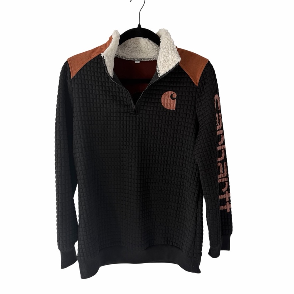 Carhartt Women’s Quilted Black and Brown Pullover Zip-Up Jacket